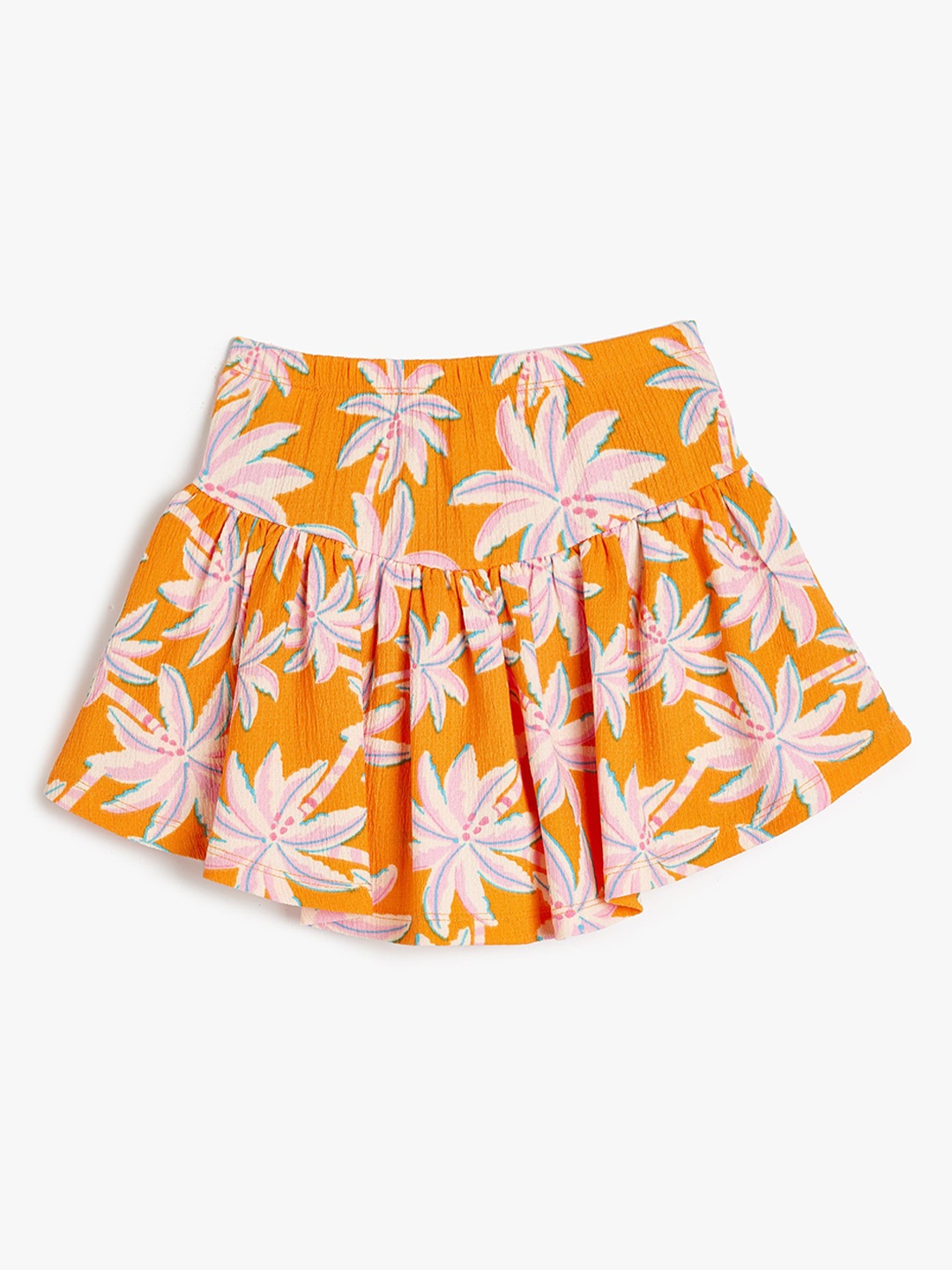 Koton Girls Floral Printed Shorts, Orange