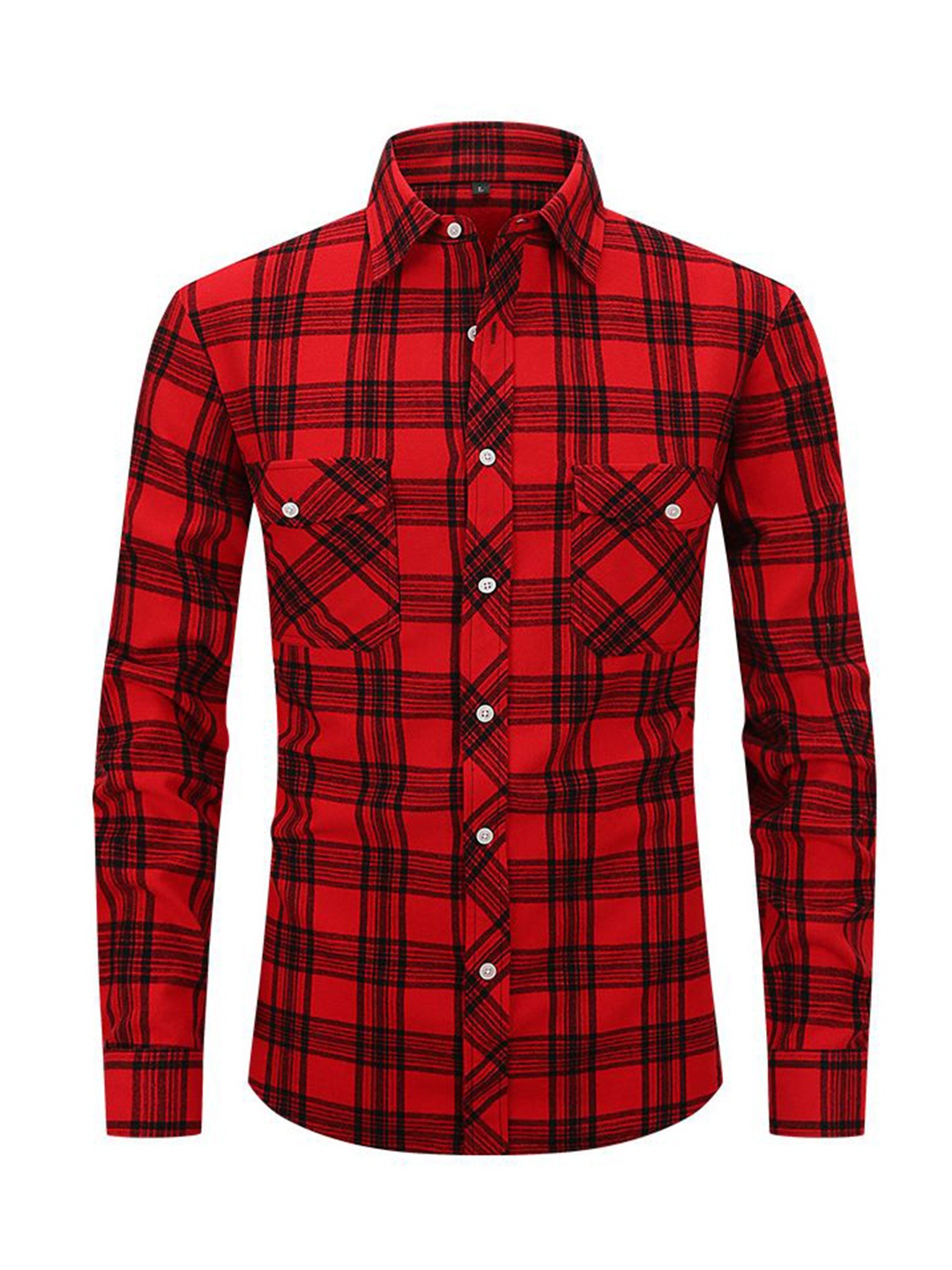 

StyleCast x Revolte Men Spread Collar Tartan Checked Cotton Casual Shirt, Red