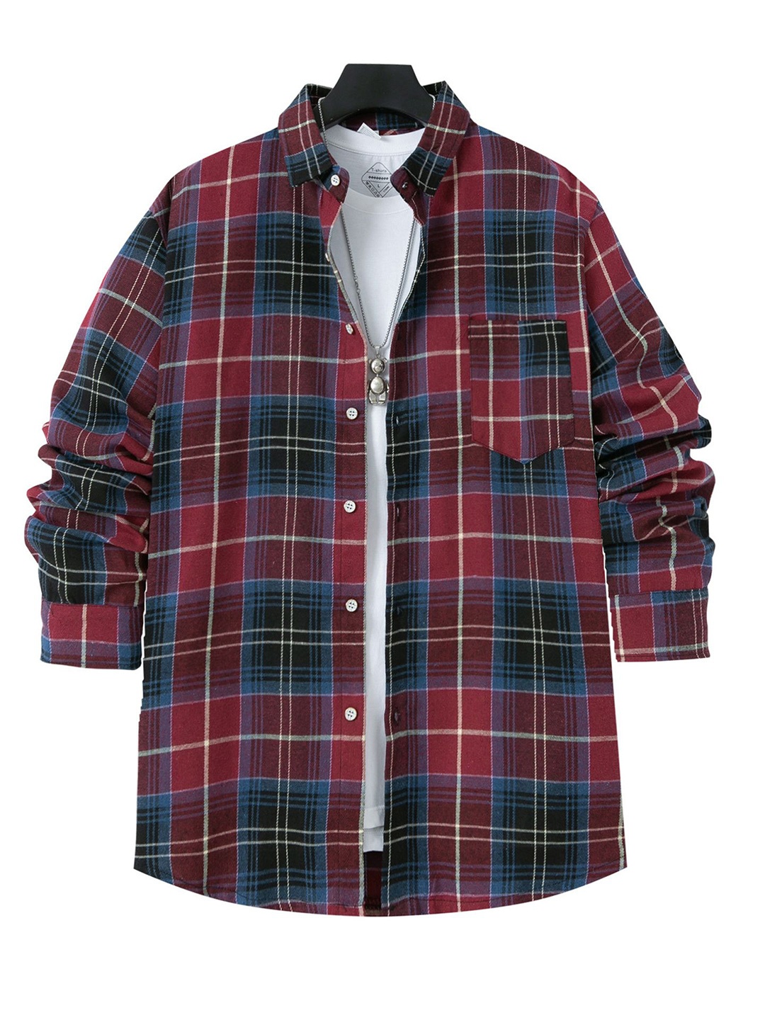 

StyleCast x Revolte Men Gingham Checks Opaque Checked Casual Shirt, Maroon