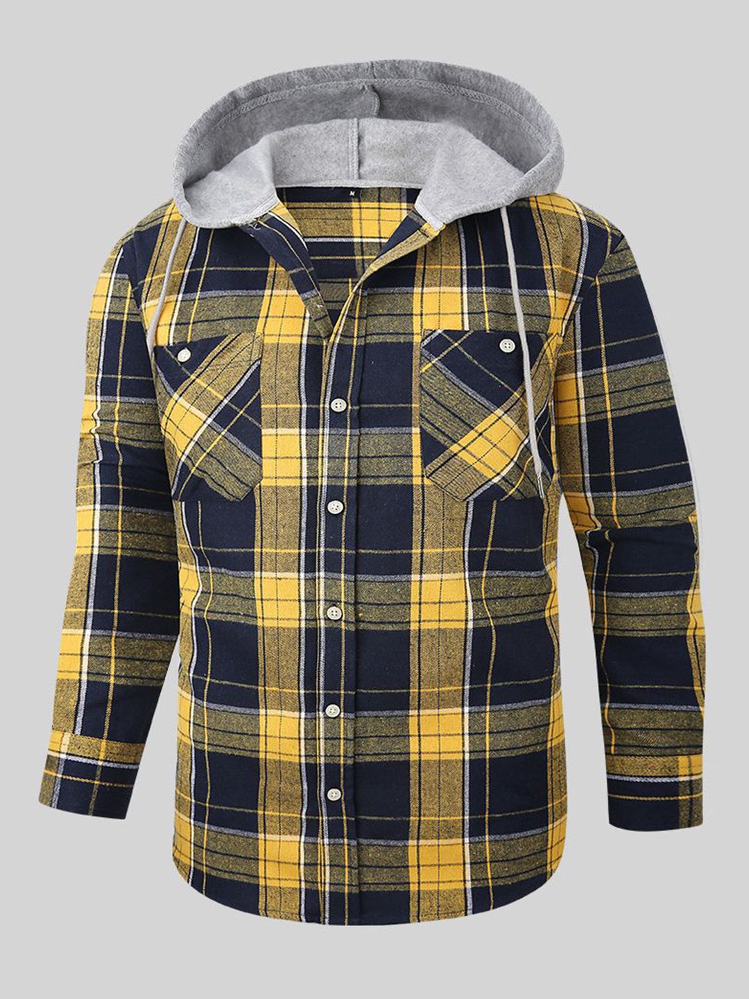 

StyleCast x Revolte Men Hood Tartan Checked Casual Shirt, Yellow