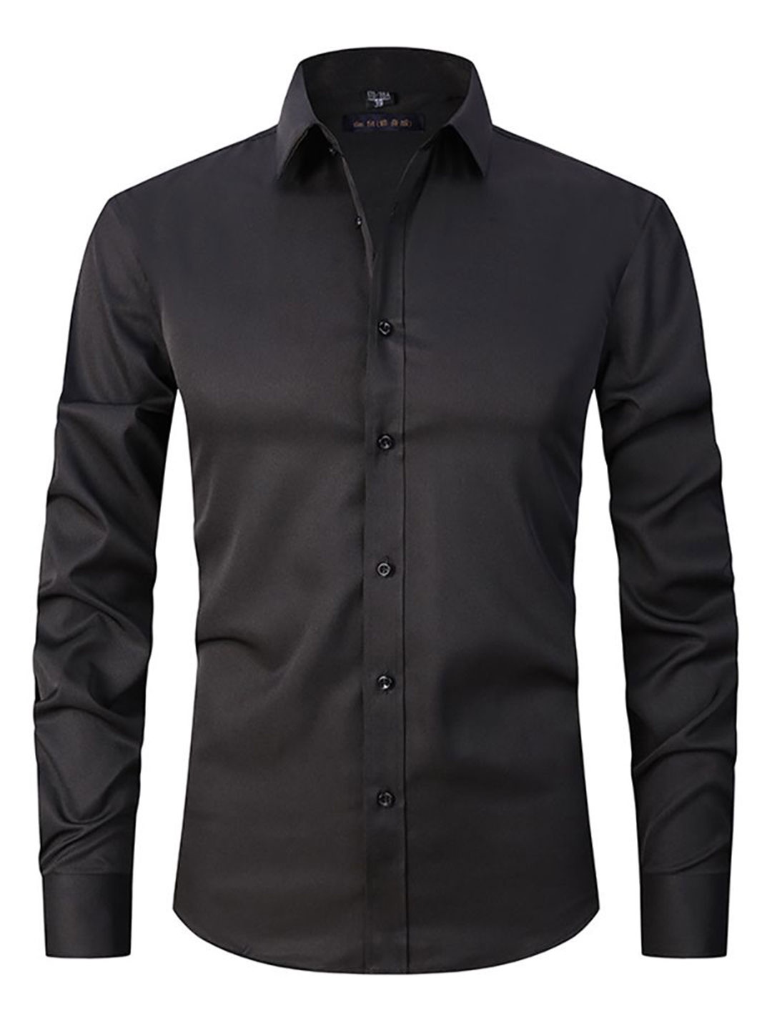

StyleCast x Revolte Men Spread Collar Solid Casual Shirt, Black