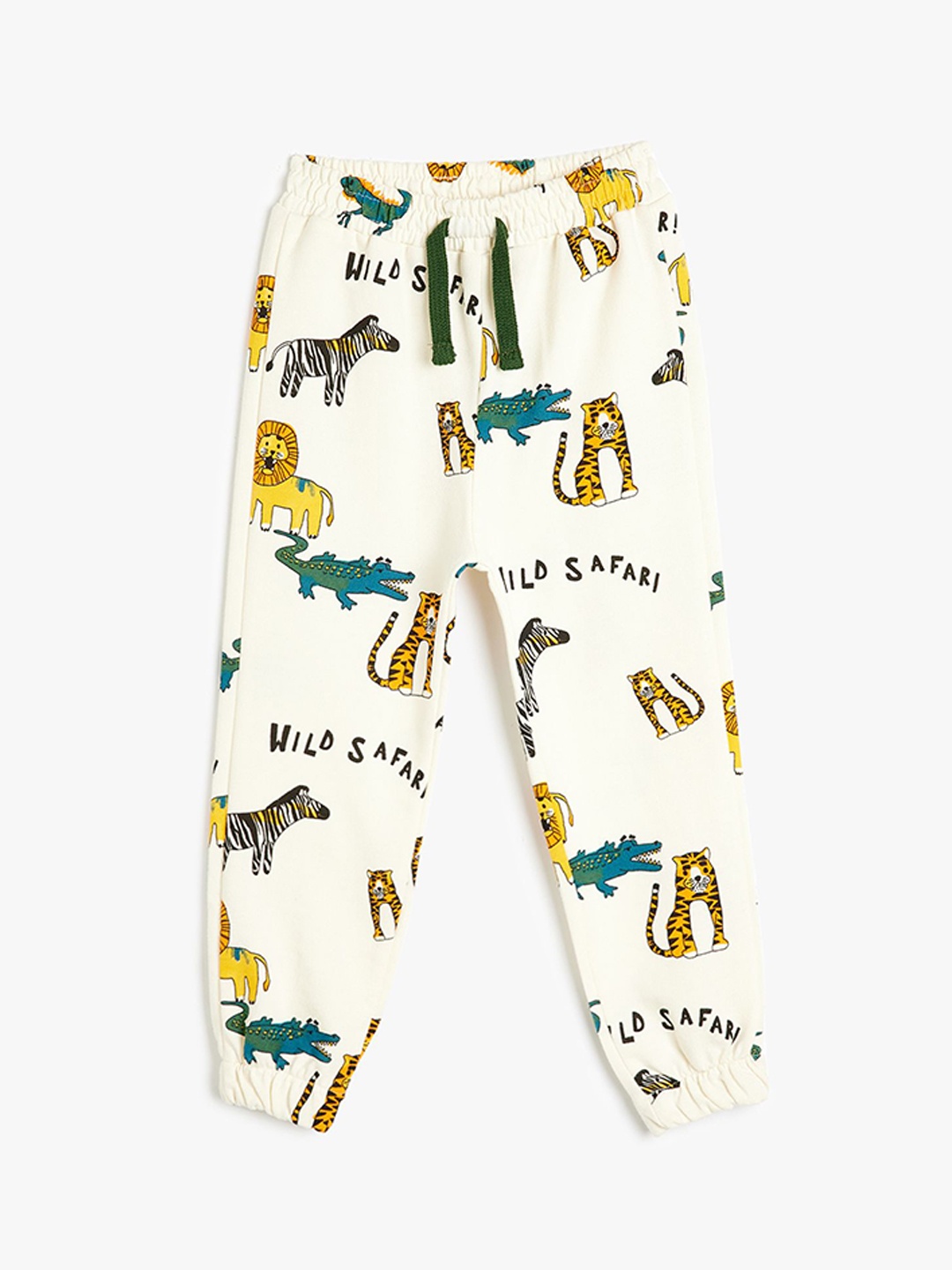 

Koton Boys Printed Pure Cotton Mid-Rise Joggers, Beige
