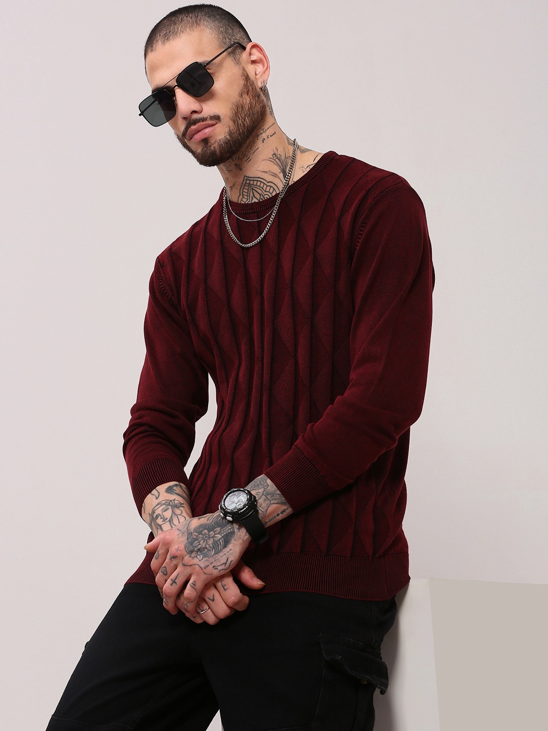 

SHOWOFF Men Pullover Sweater, Maroon