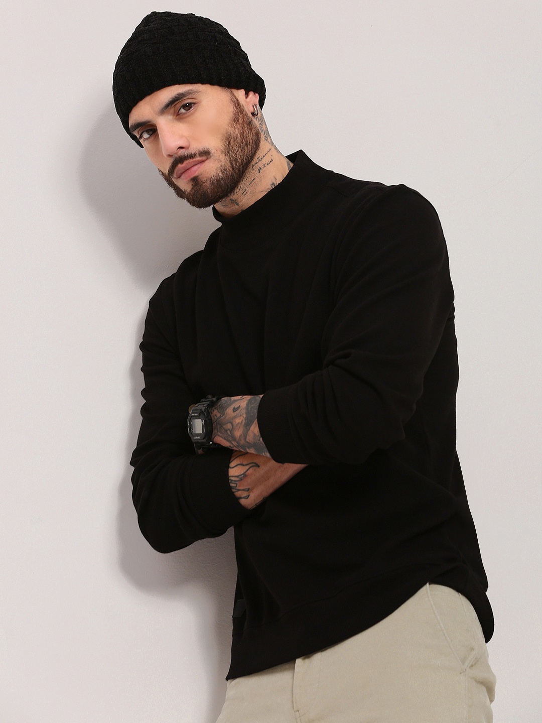 

SHOWOFF Men Cotton Pullover, Black