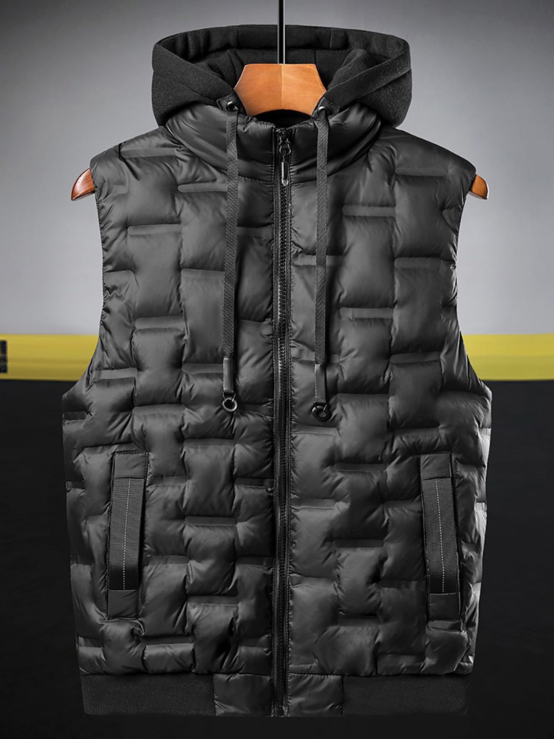 

StyleCast x Revolte Hooded Gilet Casual Jacket, Black