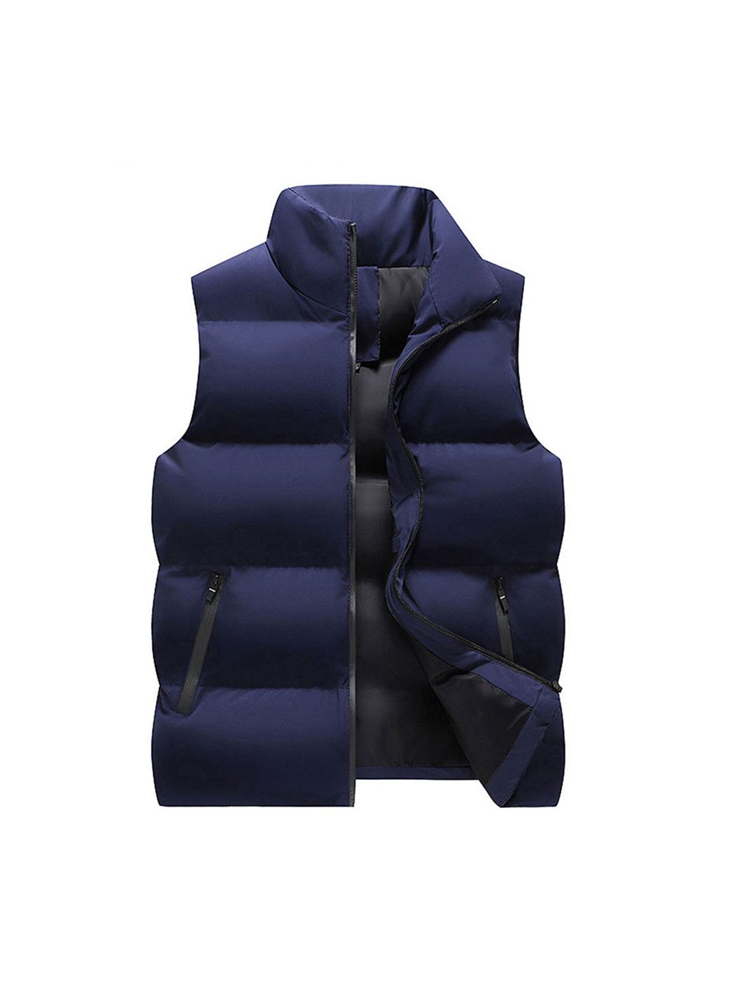 

StyleCast x Revolte Mock Collar Gilet Casual Jacket, Blue