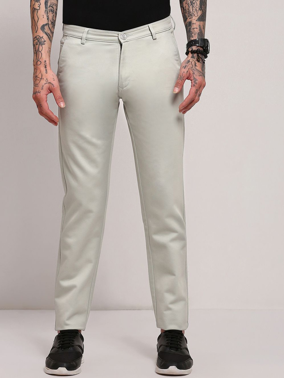 

SHOWOFF Men Comfort Slim Fit Low-Rise Trousers, Grey