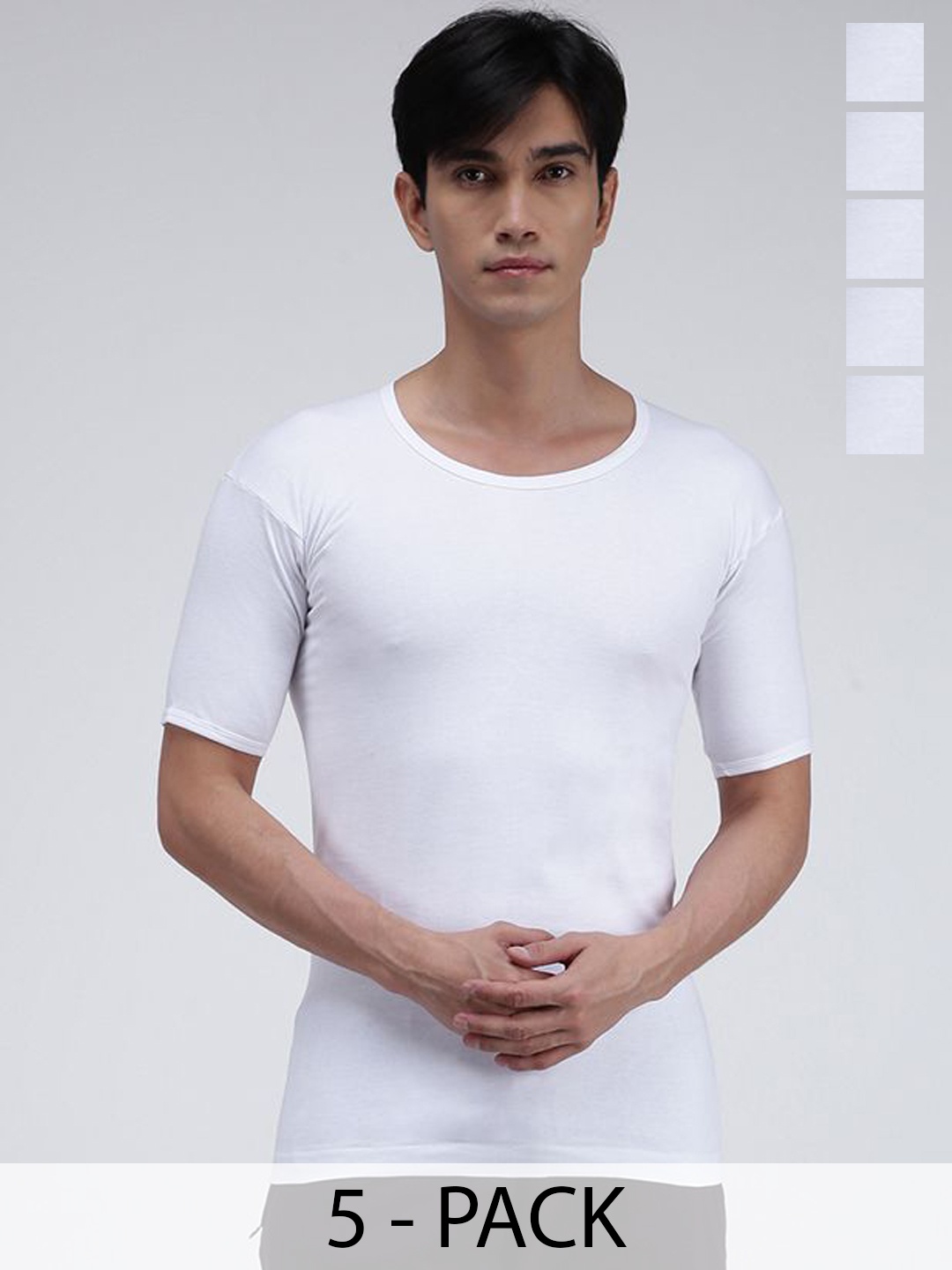 

AMUL COMFY Pack Of 5 Cotton Undershirt Vests, White