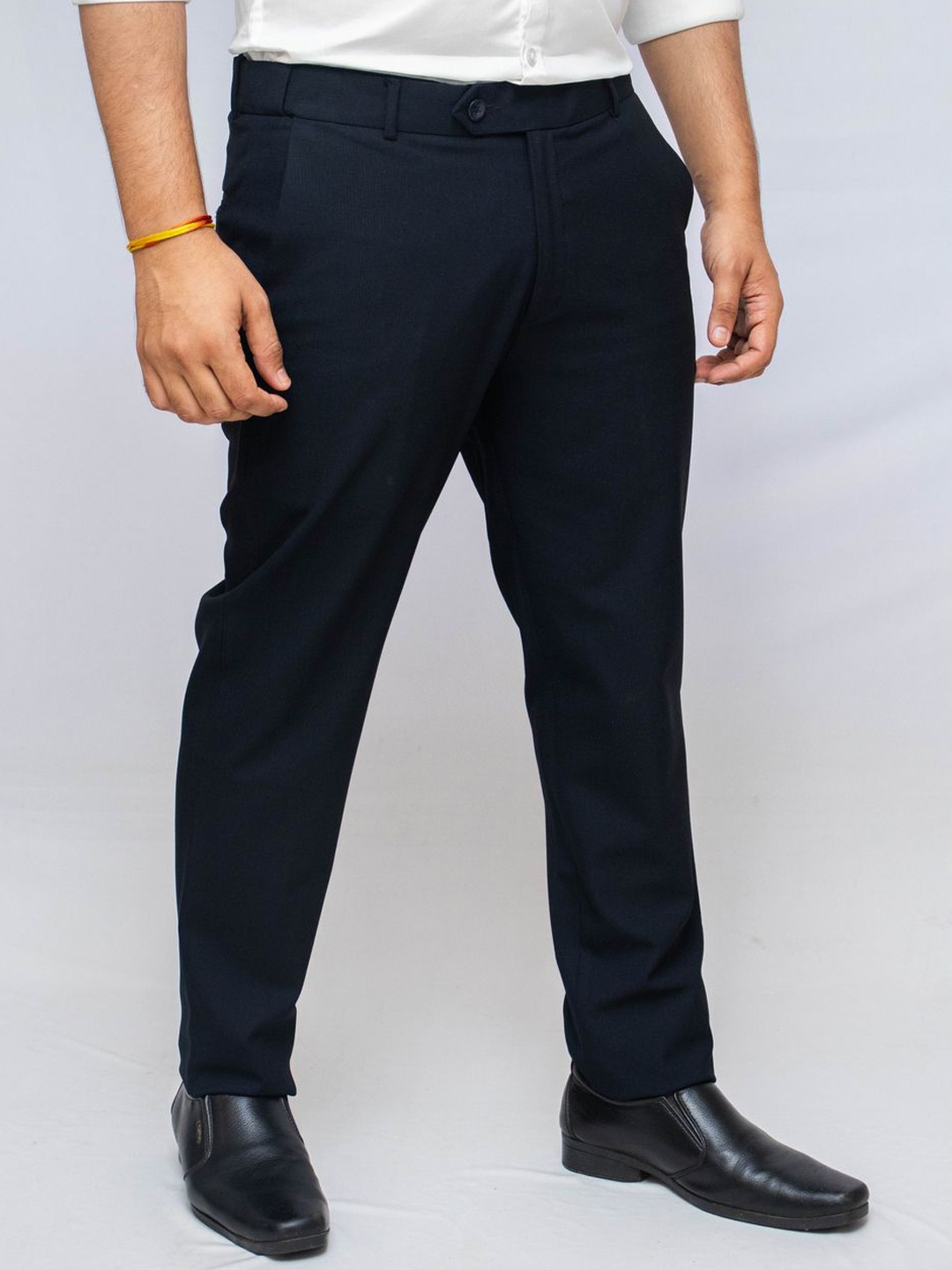 

Muffynn Men Cotton Relaxed Straight Fit Easy Wash Formal Trousers, Blue