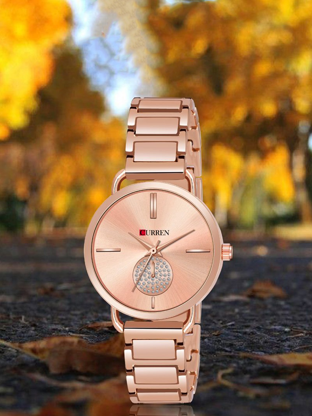 

Curren Women Stainless Steel Bracelet Style Straps Analogue Watch CR-3853-Rs-Rs-Nedl, Rose gold