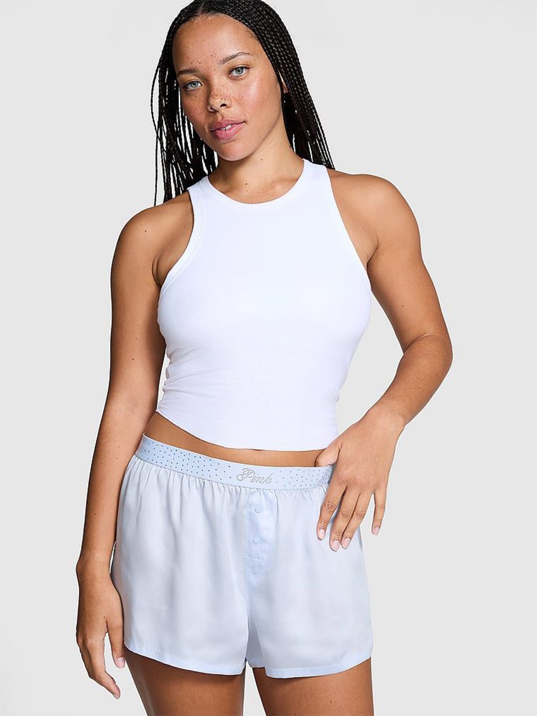 

Victoria's Secret Women Mid-Rise Lounge Shorts, White