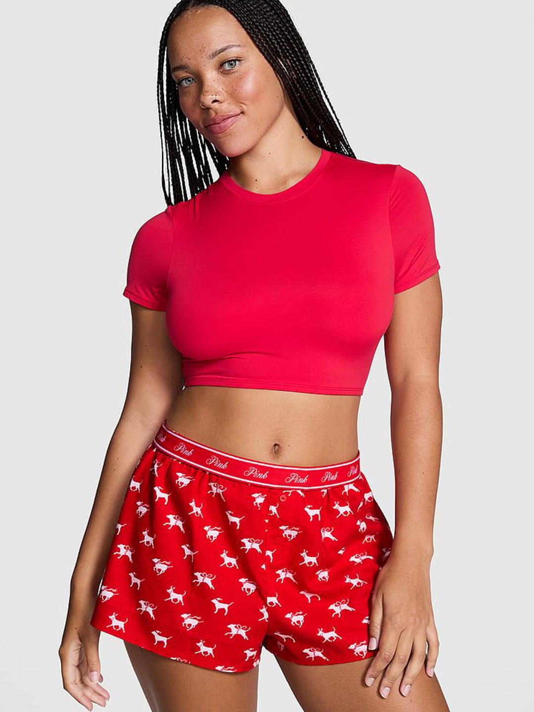 

Victoria's Secret Women Printed Lounge Shorts, Red