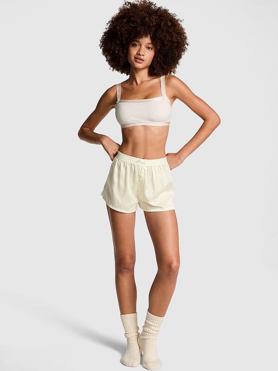 

Victoria's Secret Women Mid-Rise Lounge Shorts, White