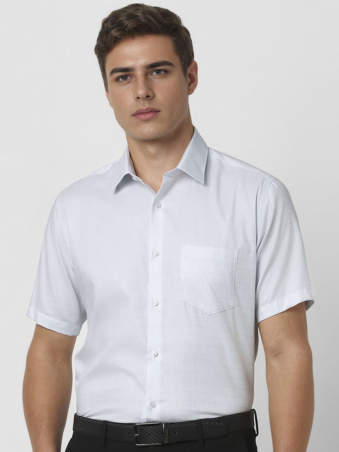 

Van Heusen Men Spread Collar Solid Cotton Slim Fit Formal Shirt, White