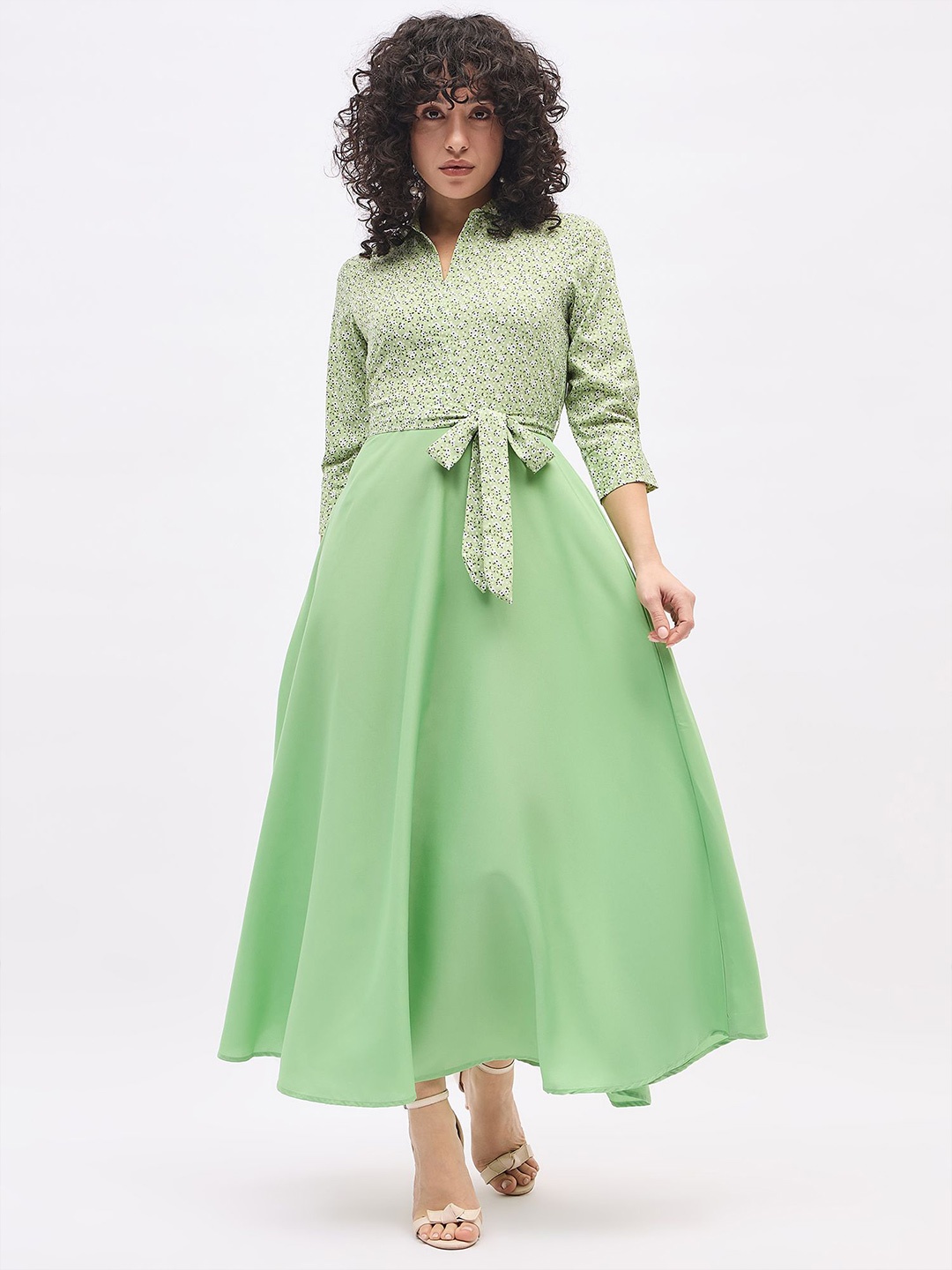 

DressBerry Women Floral Printed A-Line Maxi Dress, Green