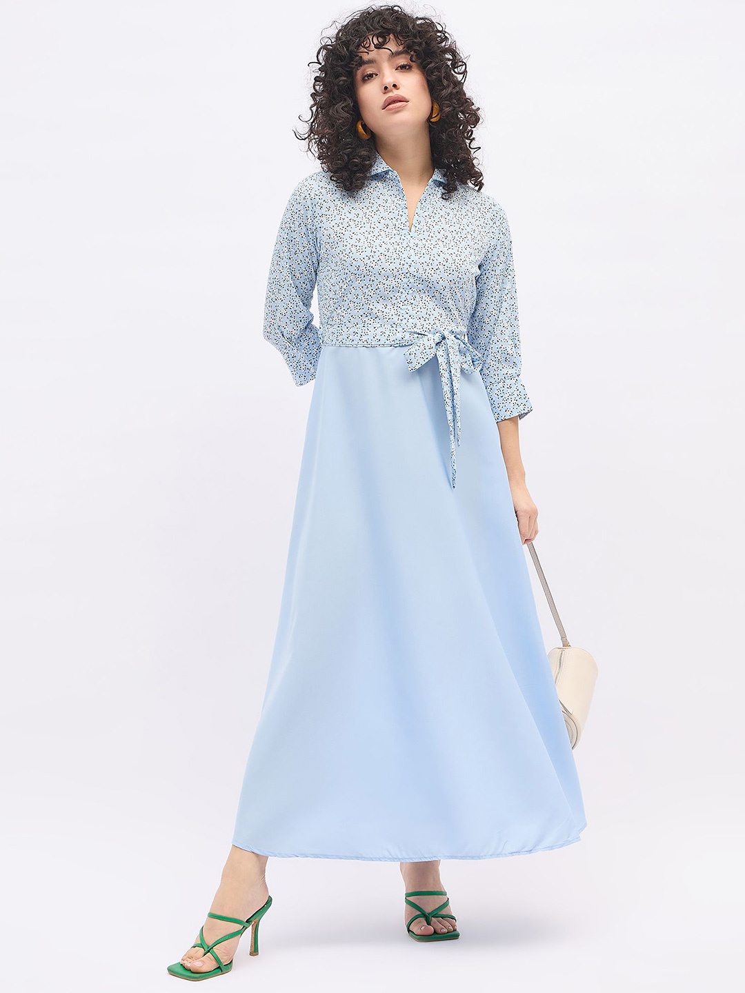 

DressBerry Women Floral Printed A-Line Maxi Dress, Blue