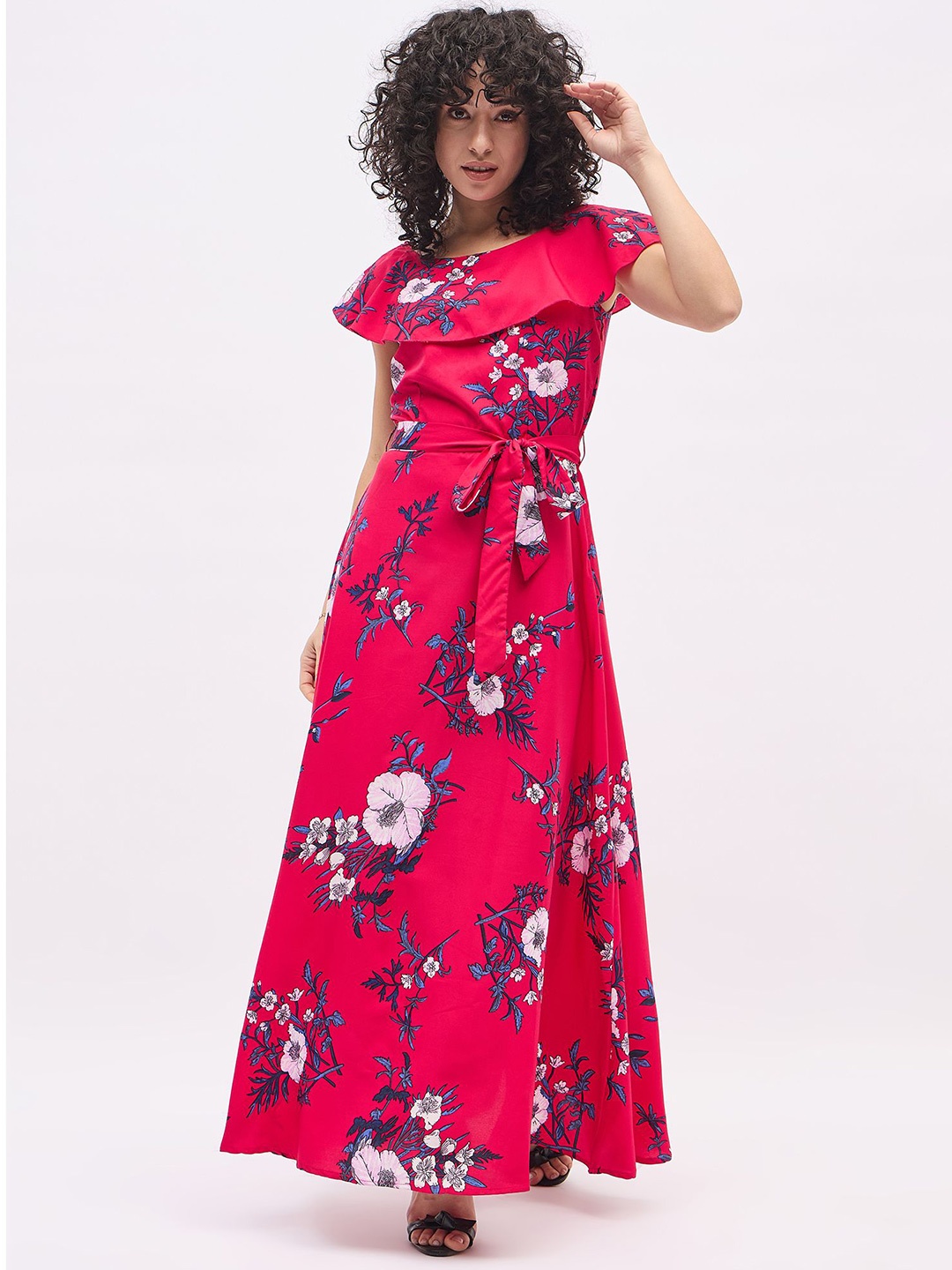 

DressBerry Women Floral Printed Sleeveless A-Line Maxi Dress, Pink