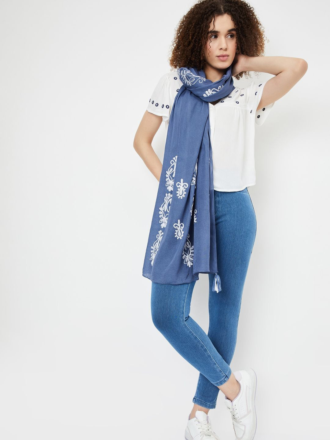 

max Women Printed Scarf, Blue