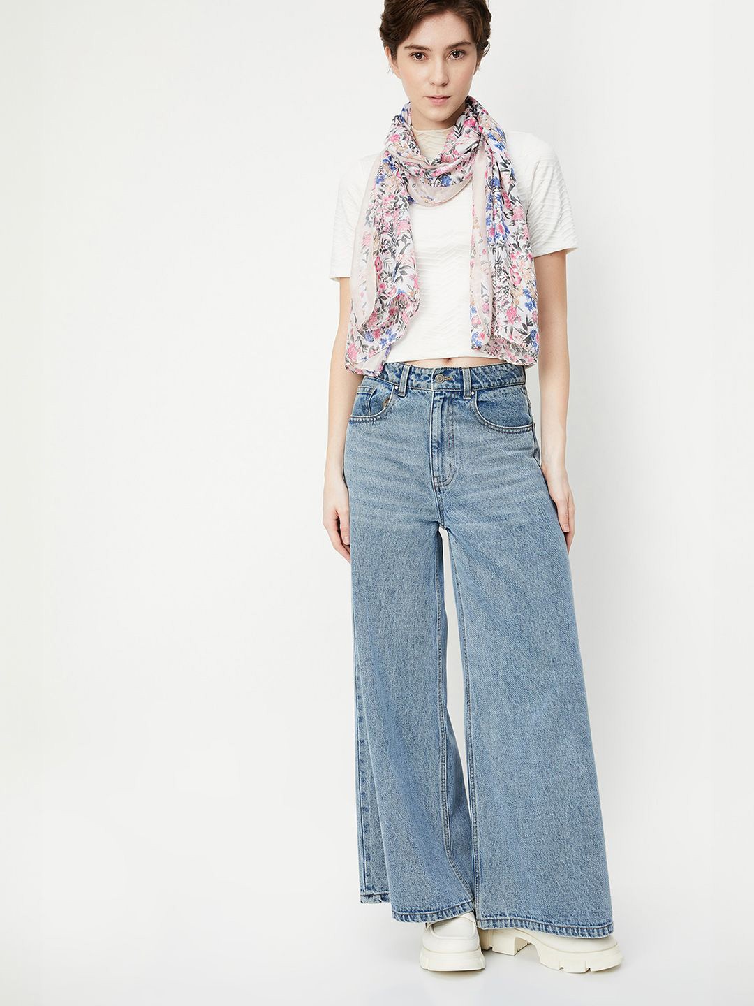 

max Women Printed Scarf, White