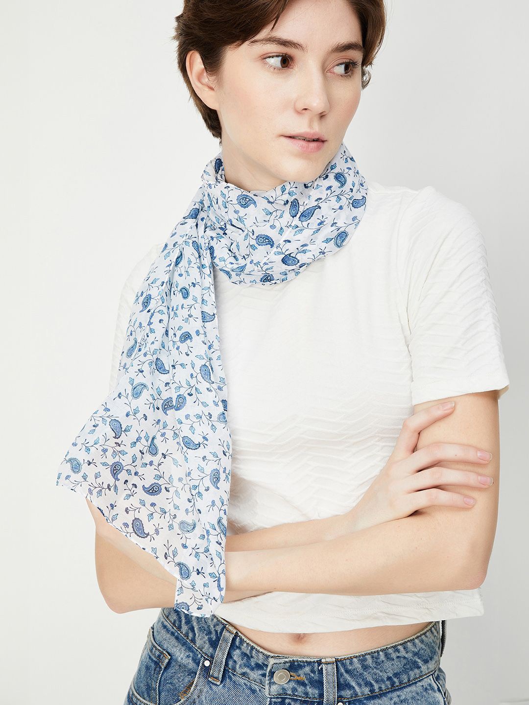 

max Women Printed Scarf, Blue