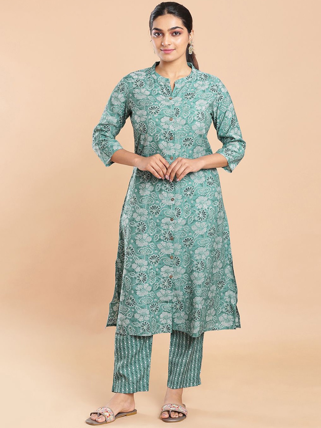 

Kalyan Silks Bandhani Printed Kurta with Trouser, Blue