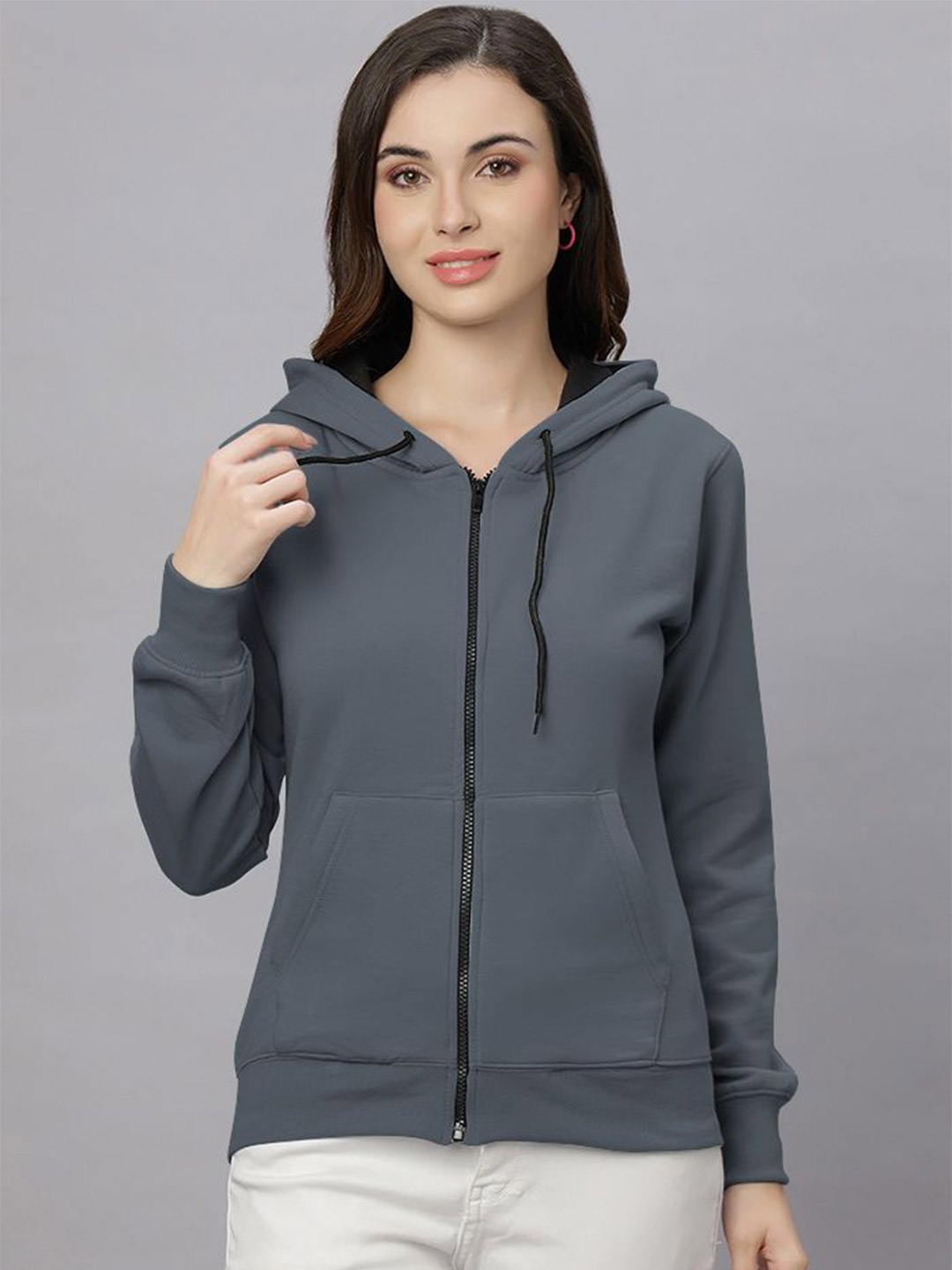 

Wear Your Opinion Women Regular Zipper Hoodie Sweatshirt, Grey