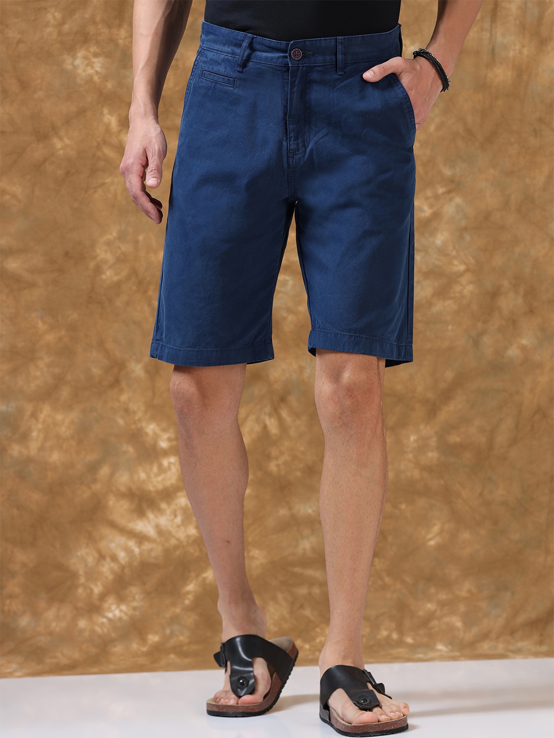 

THINC Men Mid-Rise Regular Fit Cotton Shorts, Blue