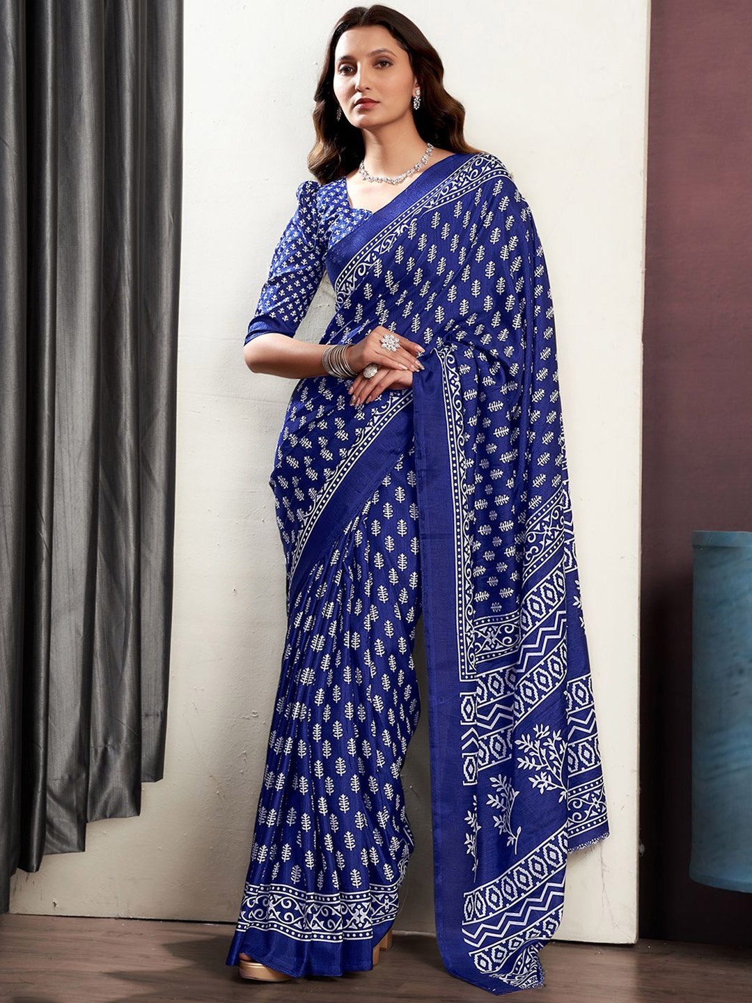 

SAMAH Bagh Printed Daily Wear Saree, Blue