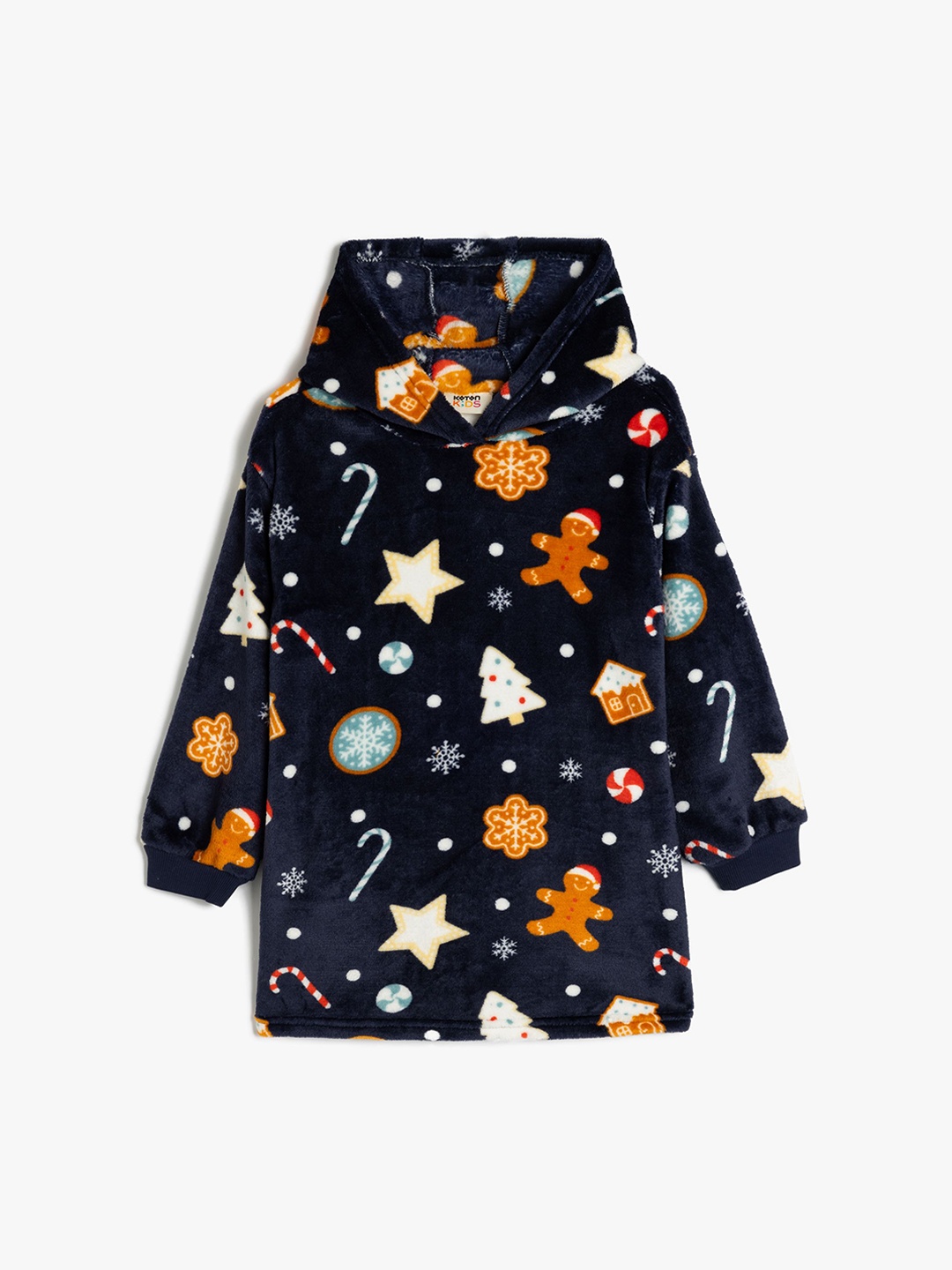 

Koton Girls Printed Hooded Sweatshirt, Navy blue