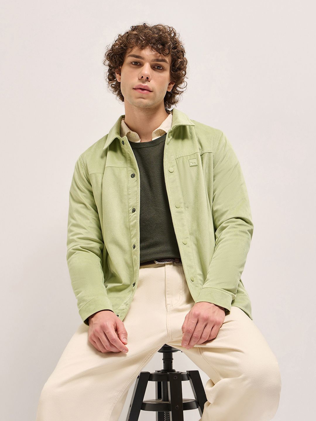 

THE BEAR HOUSE Men Solid Spread Collar Tailored Jacket, Green