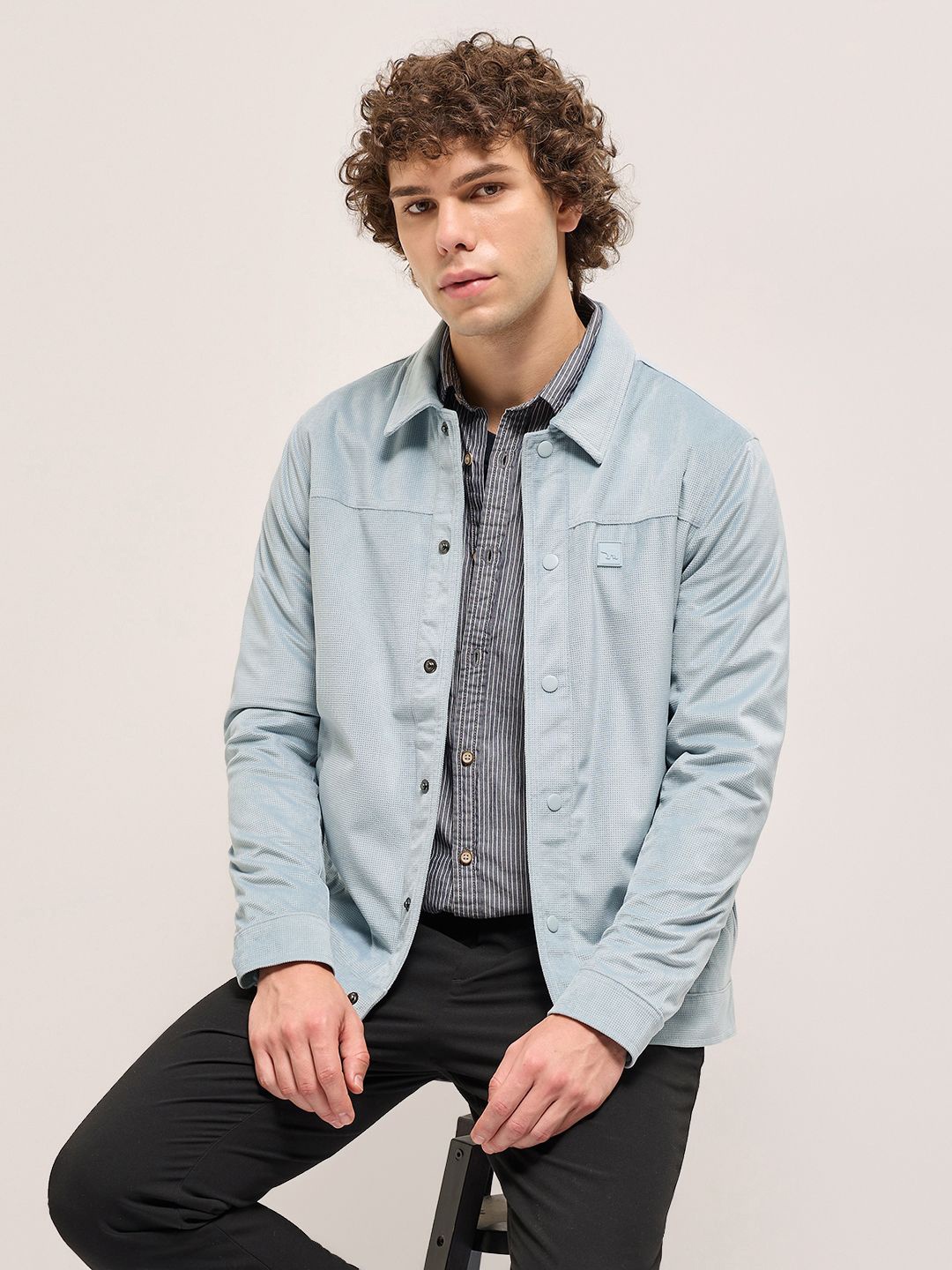 

THE BEAR HOUSE Men Solid Spread Collar Tailored Jacket, Blue
