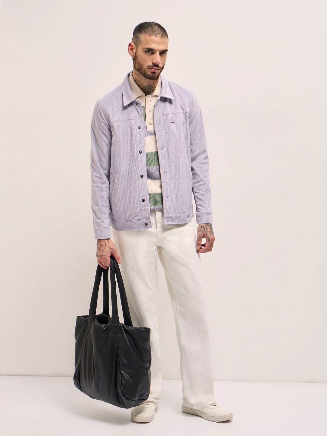 THE BEAR HOUSE Men Solid Spread Collar Tailored Jacket, Lavender