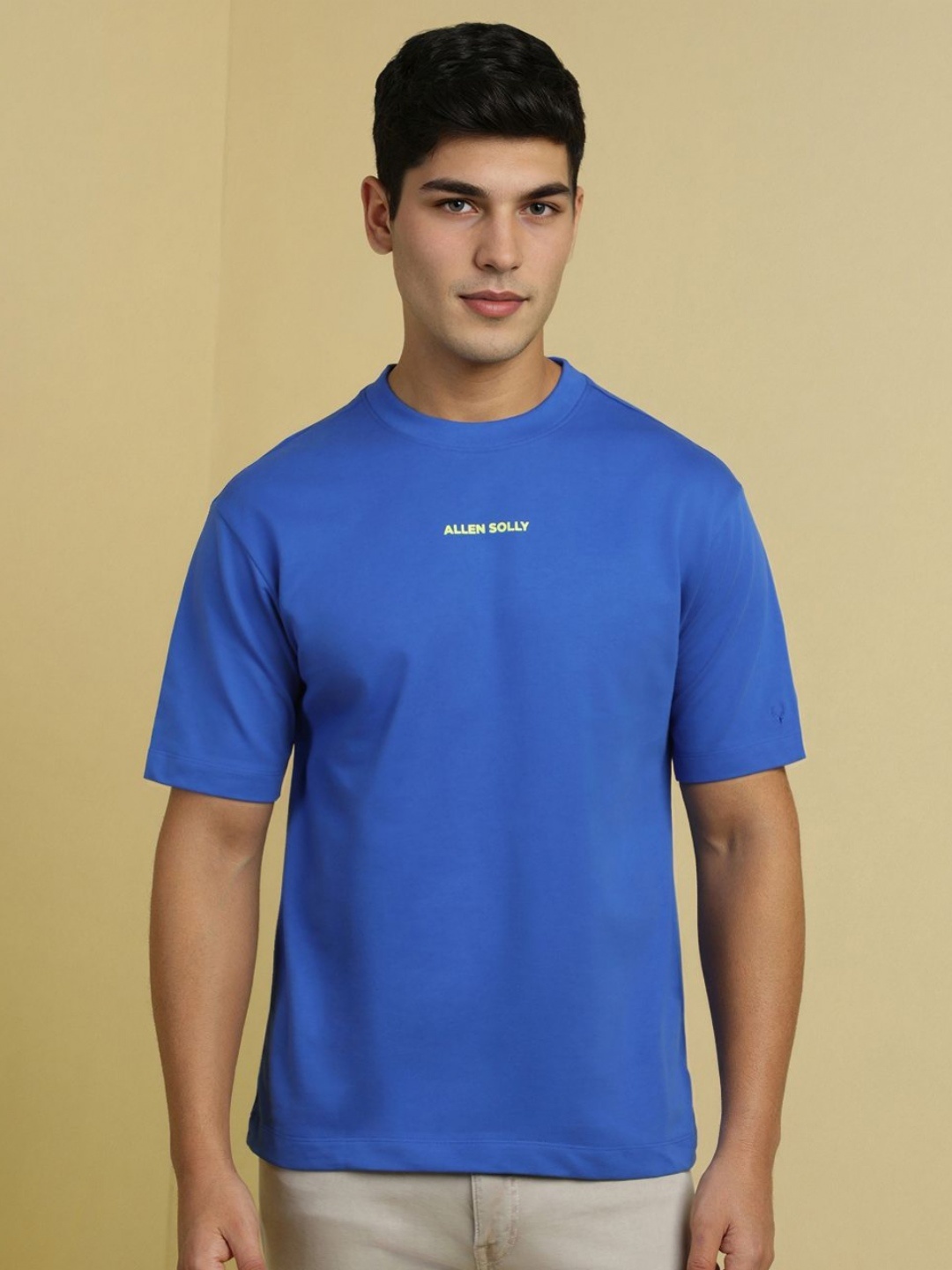 Allen Solly Men Graphic Printed Round Neck Cotton T-shirt, Blue