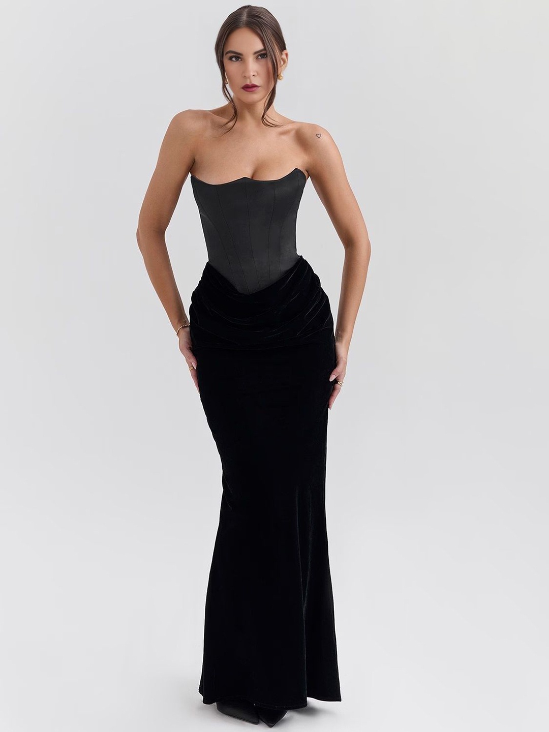 

Bee Boe Ethereal Drape Bandeau Maxi Dress, Black