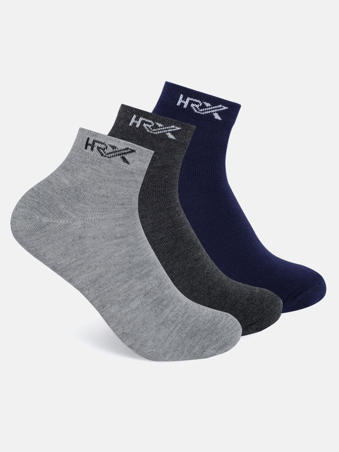 

HRX by Hrithik Roshan Men Pack Of 3 Patterned Ankle-Length Socks, Navy blue
