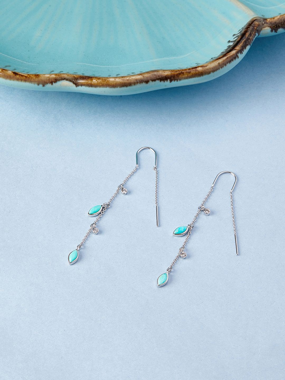 

Mia by Tanishq Twilight Sparkle 925 Sterling Silver Contemporary Drop Earrings