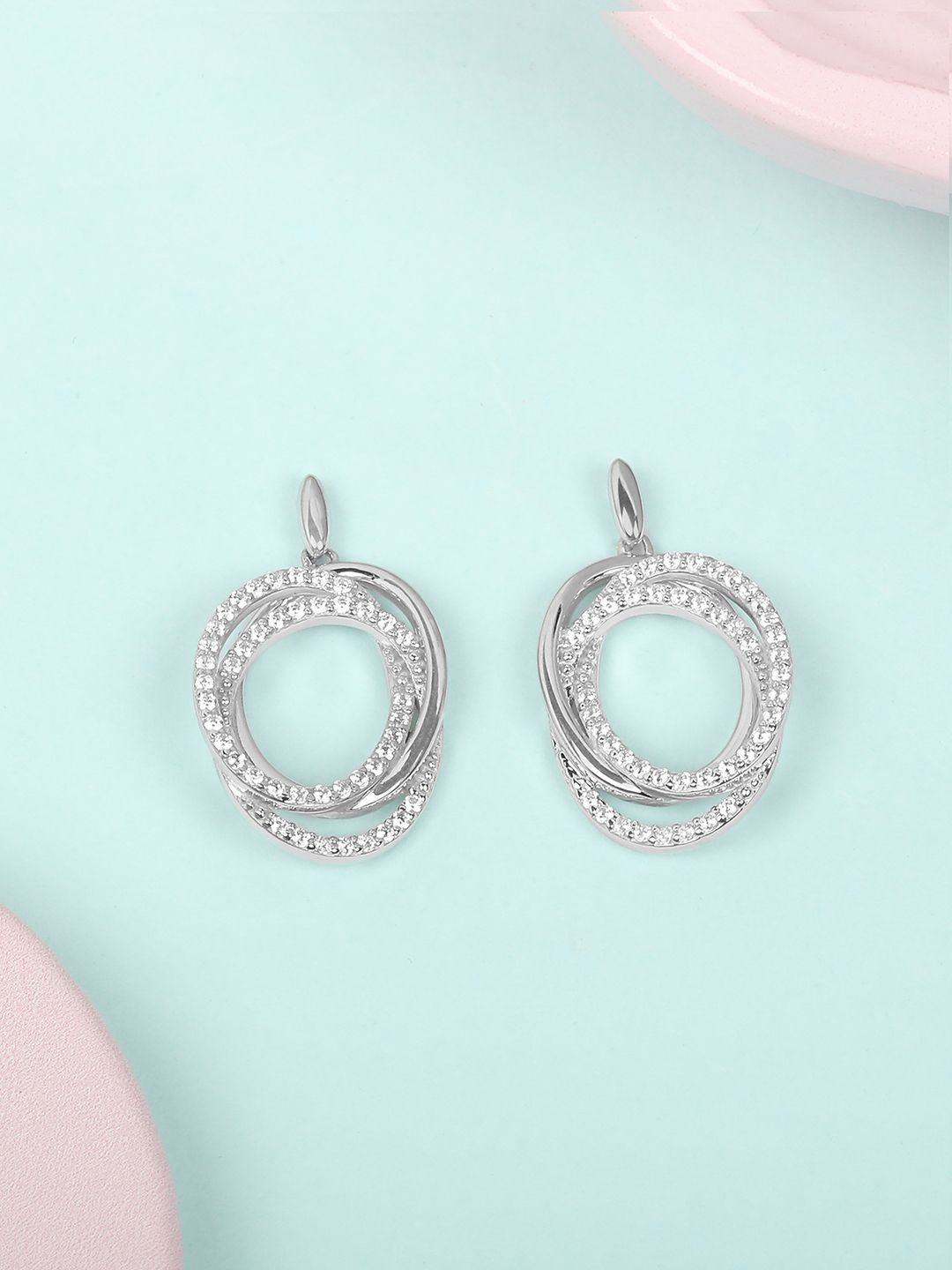 

Mia by Tanishq Twinkling Orbit 925 Sterling Silver Circular Drop Earrings
