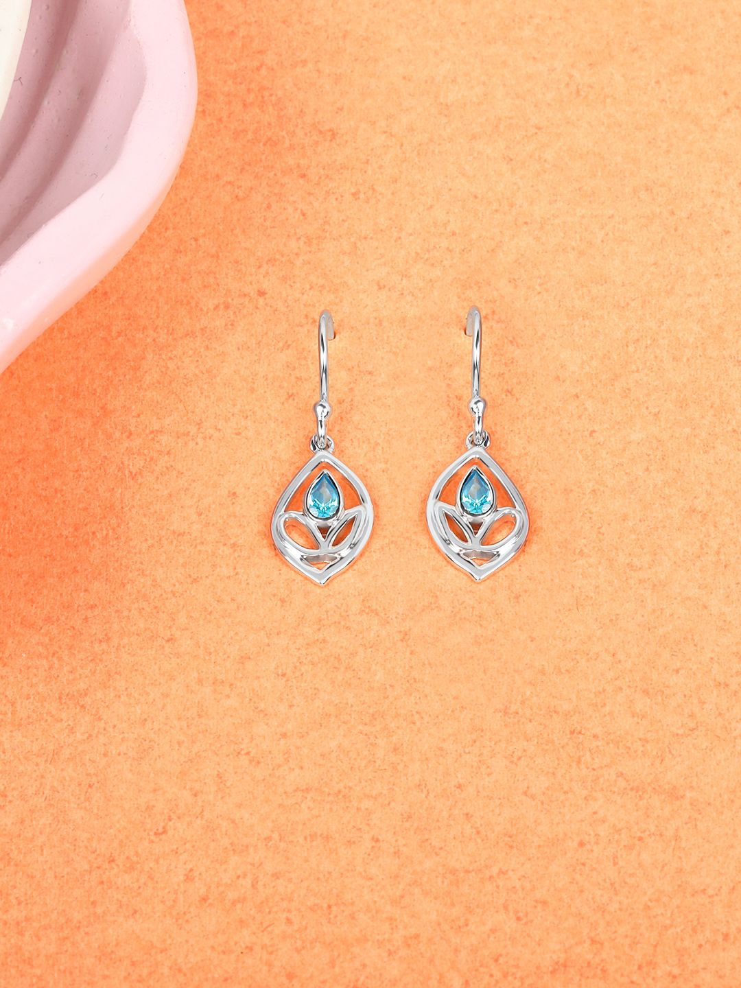 

Mia by Tanishq Sleek Sparkle 925 Sterling Silver Diamond Shaped Drop Earrings