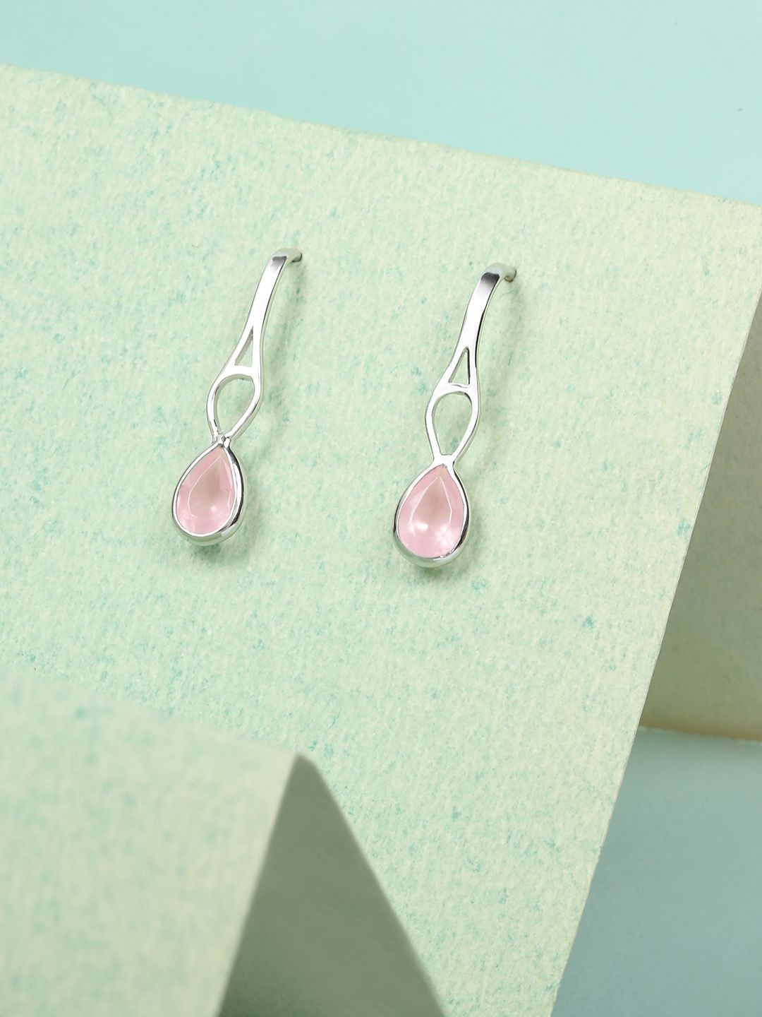 

Mia by Tanishq Soft Glam 93 Kt Silver-Plated Circular Stone Studded Drop Earrings