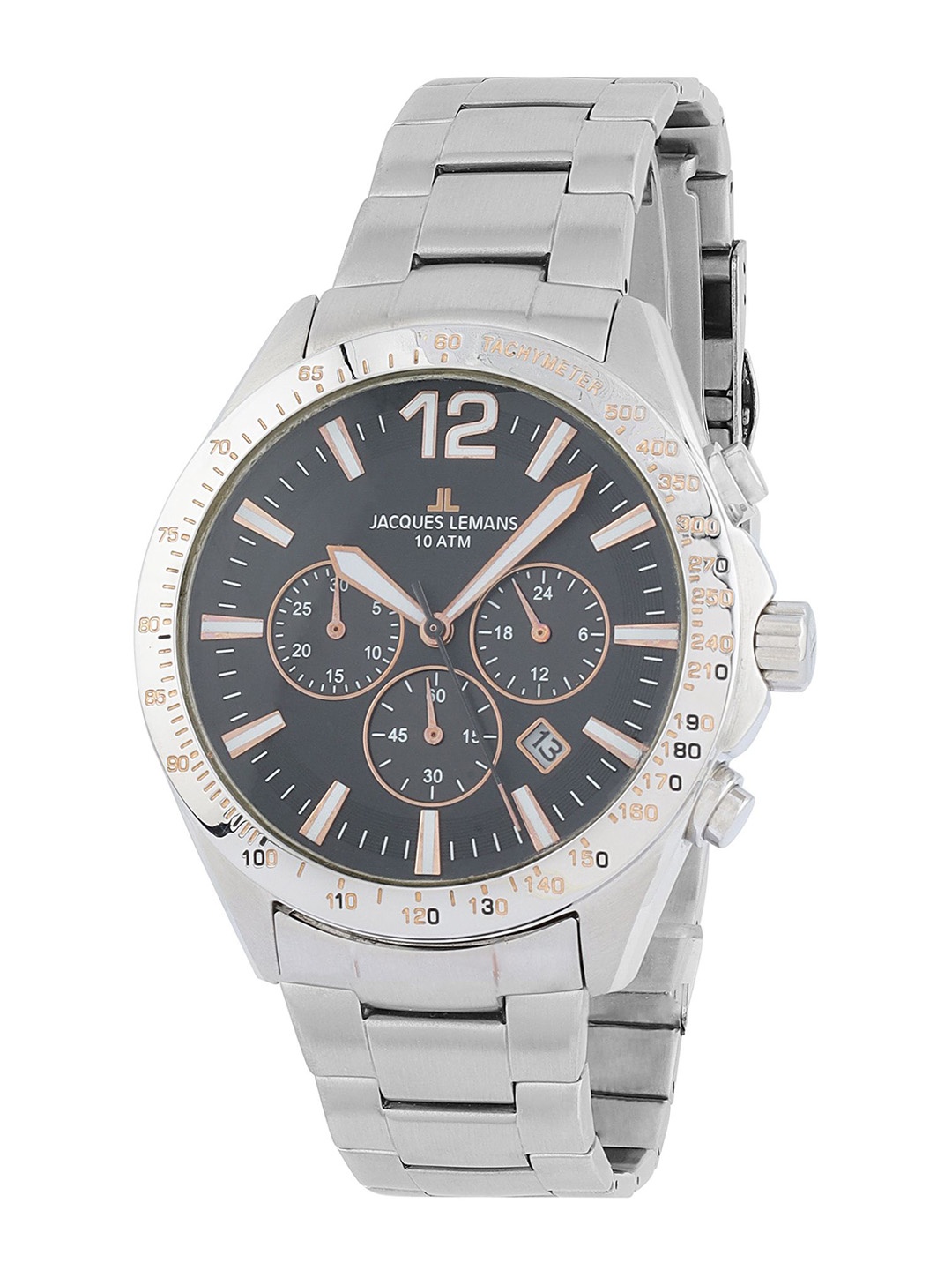 

Jacques Lemans Men Dial & Stainless Steel Straps Analogue Chronograph Watch 1-1751EZMM, Black