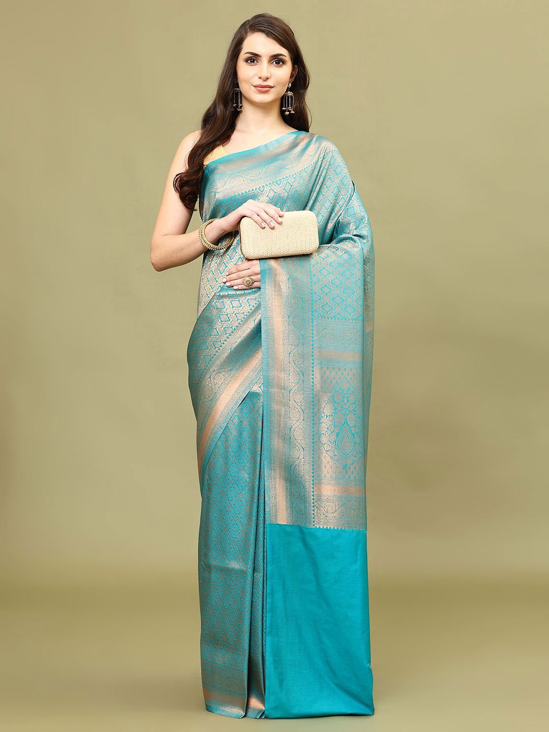 

Meena Bazaar Woven Design Zari Saree, Blue