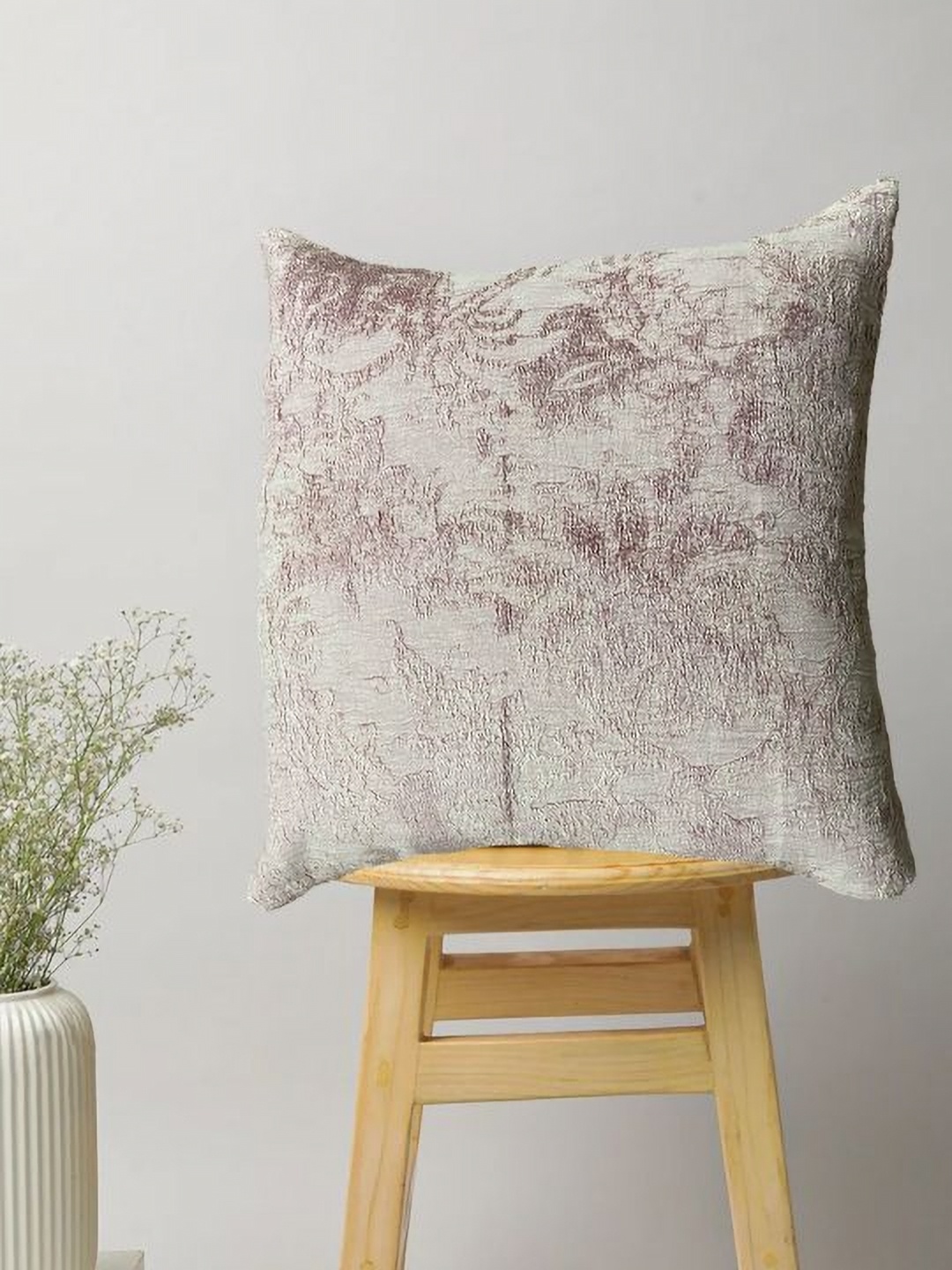 

SAJAVAT Mauve Embroidered Cotton Square Cushion Cover