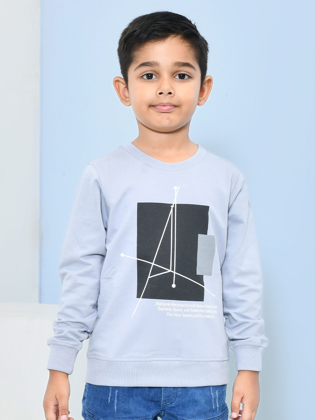 

YOUMAA Boys Printed Cotton Sweatshirt, Grey