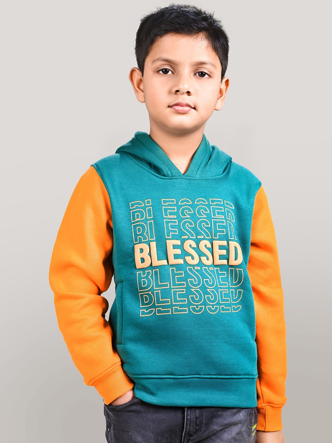 

YOUMAA Boys Printed Hooded Sweatshirt, Blue