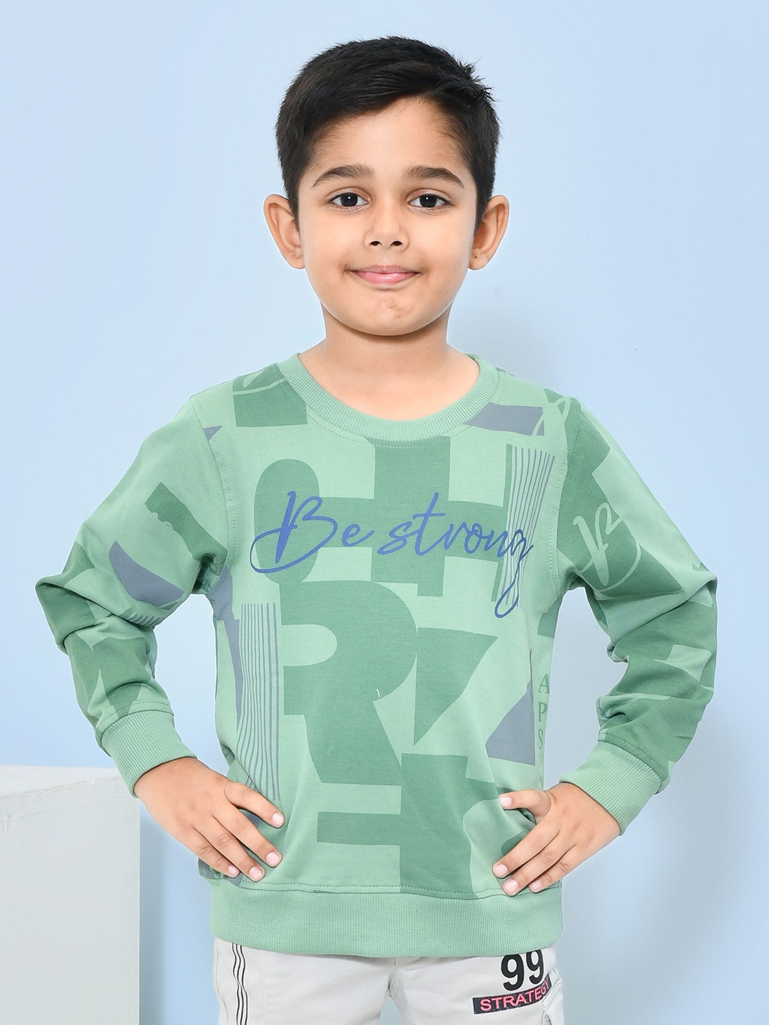 

YOUMAA Boys Printed Long Sleeves Sweatshirt, Green