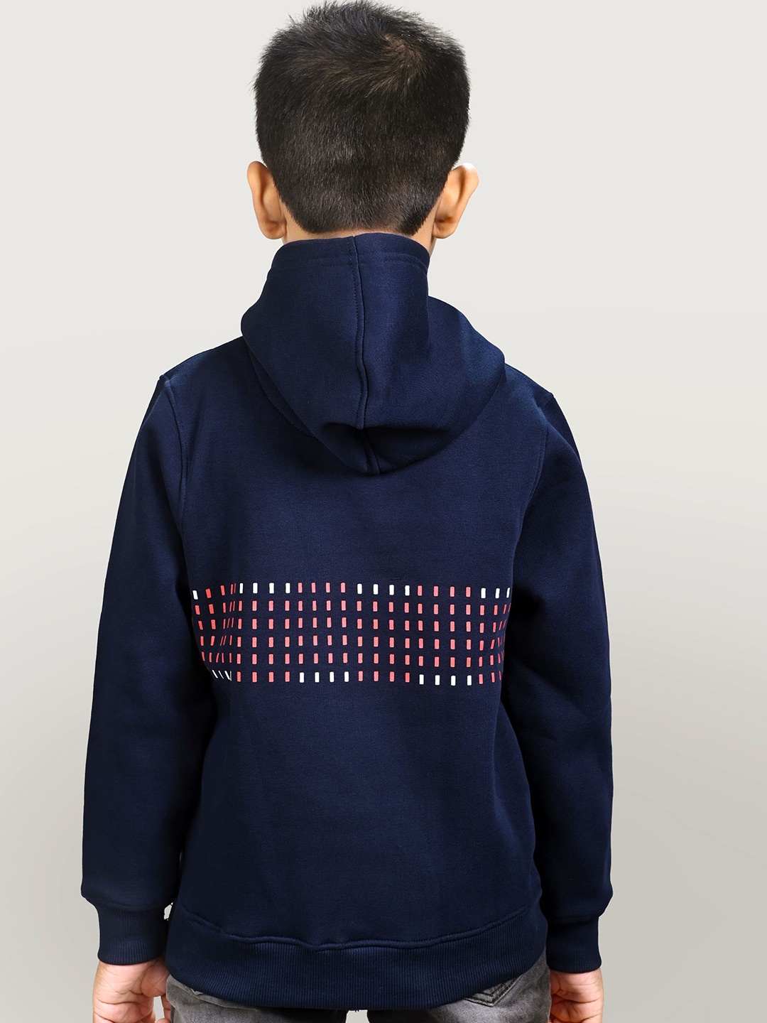 

YOUMAA Boys Typography Printed Hooded Sweatshirt, Navy blue