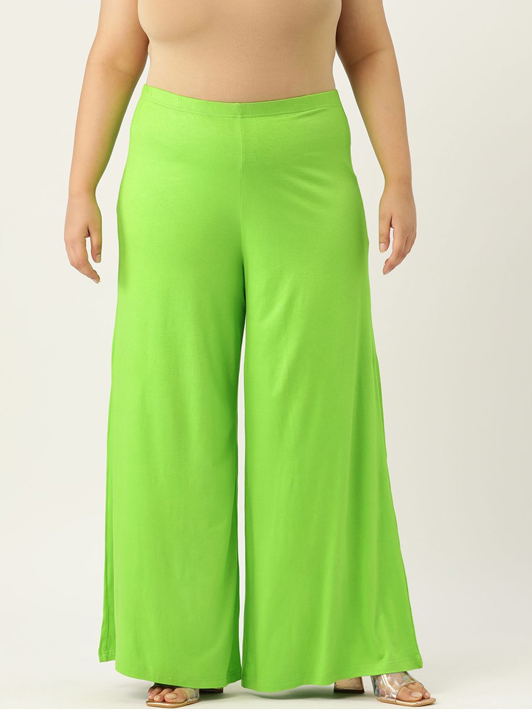

theRebelinme Women Plus Size Wide Leg Palazzos, Green