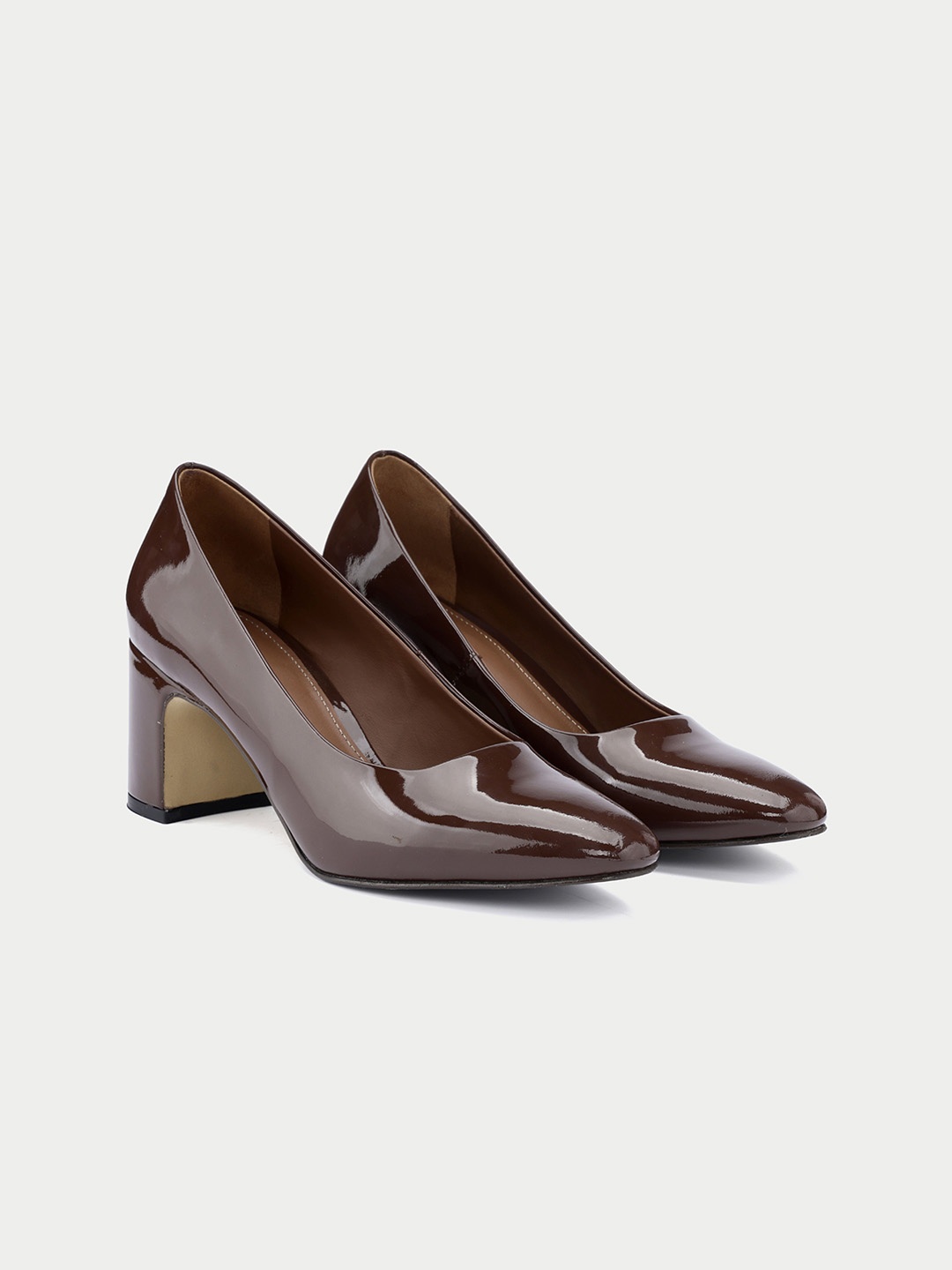 

Oroh Leather Block Heel Pumps, Coffee brown
