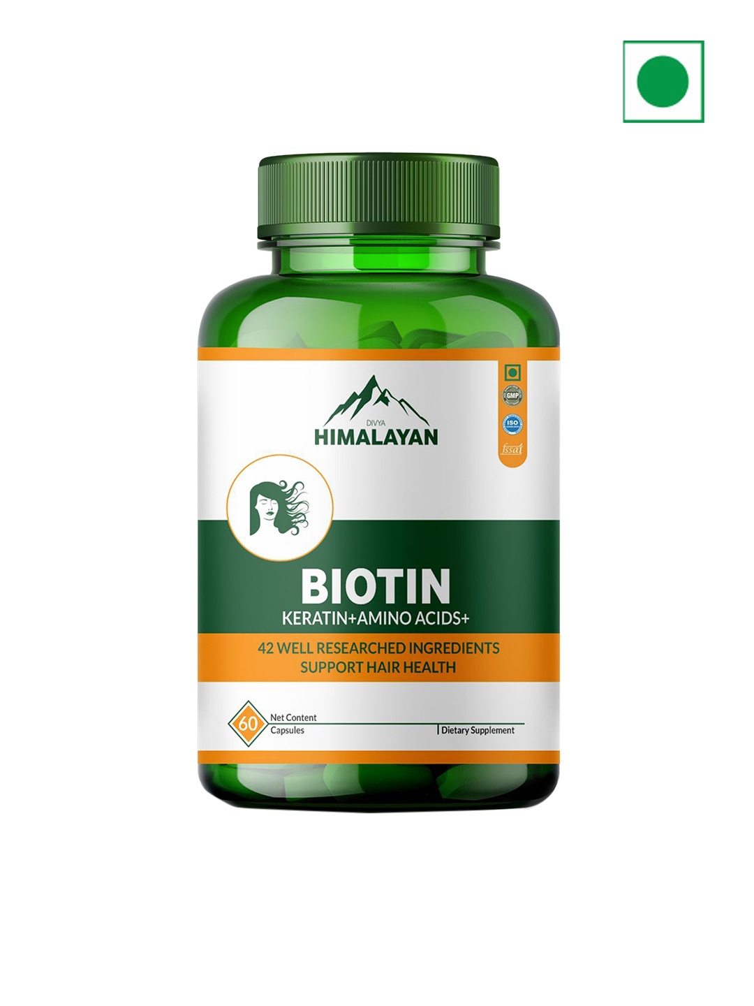 

DIVYA HIMALAYAN Biotin 10,000 MCG - 60 Capsules, Green