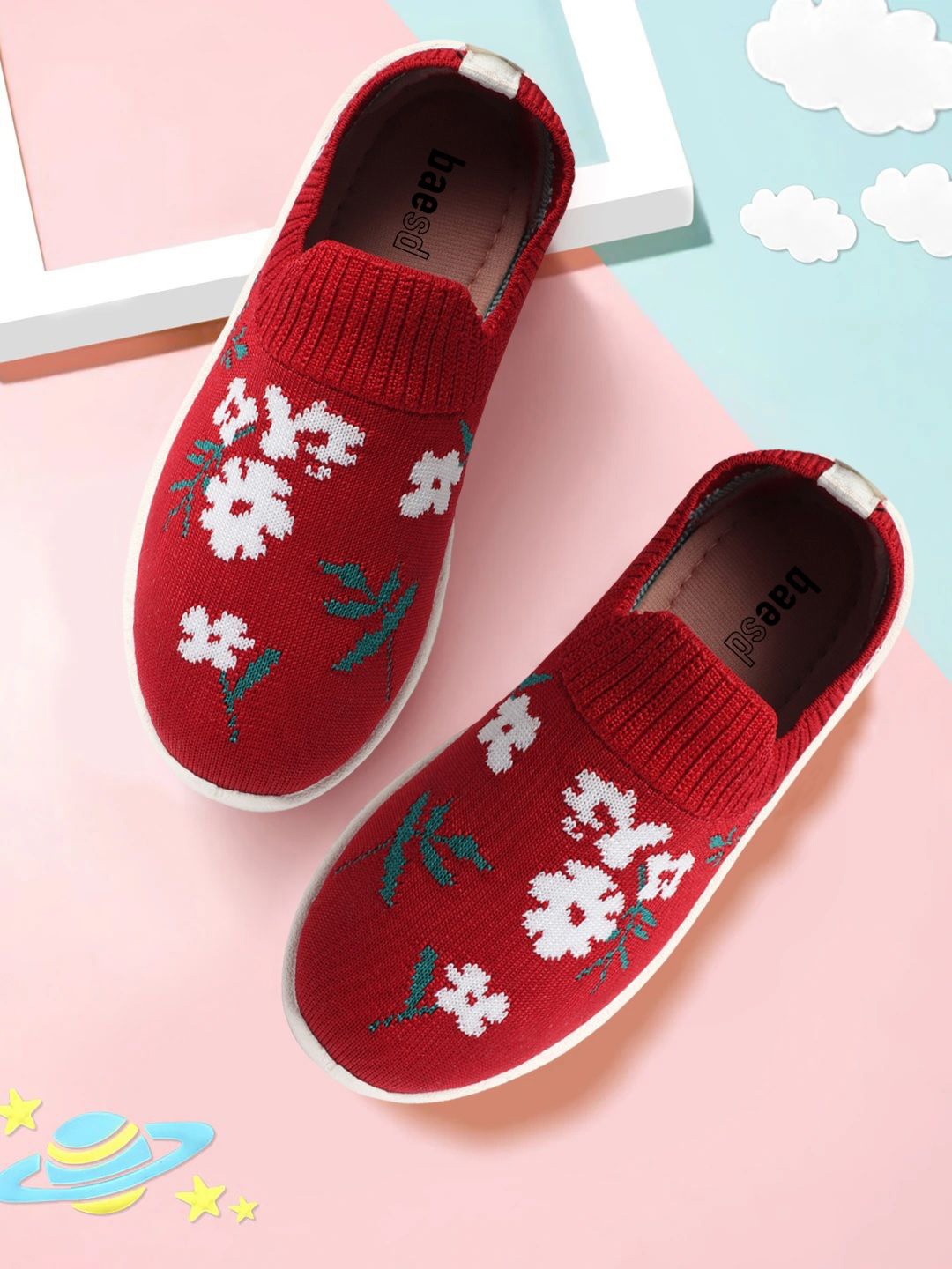

BAESD Boys Woven Design Lightweight Slip-On Sneakers, Red
